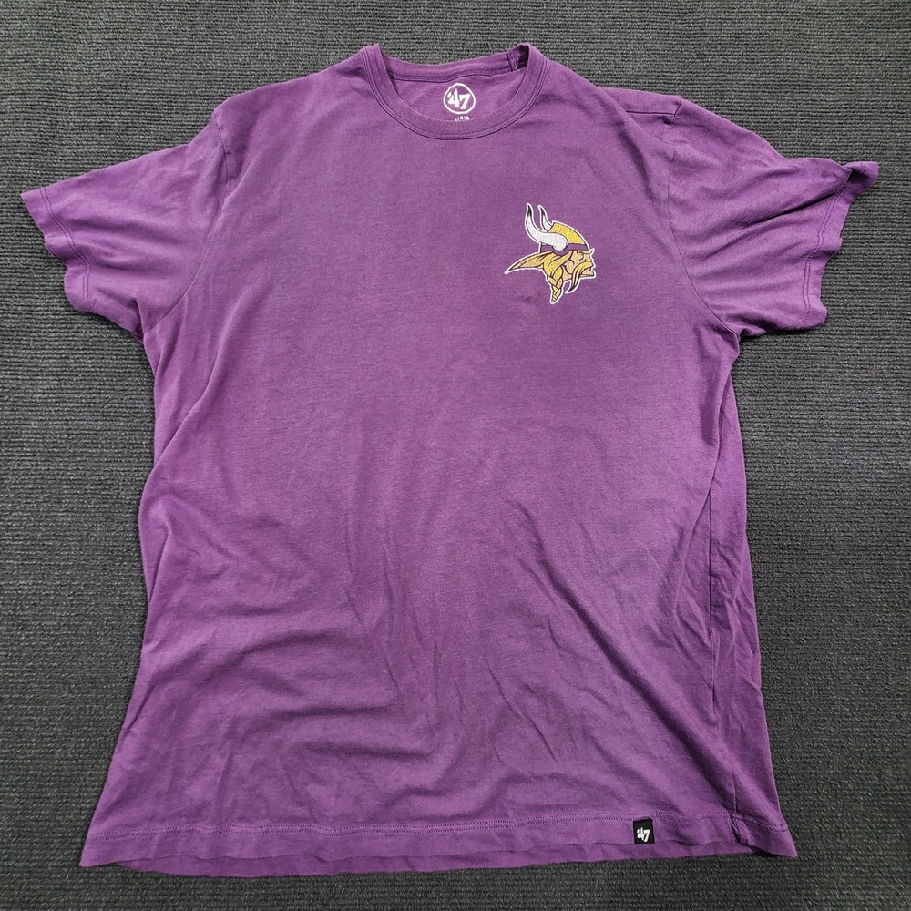 47 Brand Minnesota Vikings Mens Large Purple Graphic T-Shirt NFL Football